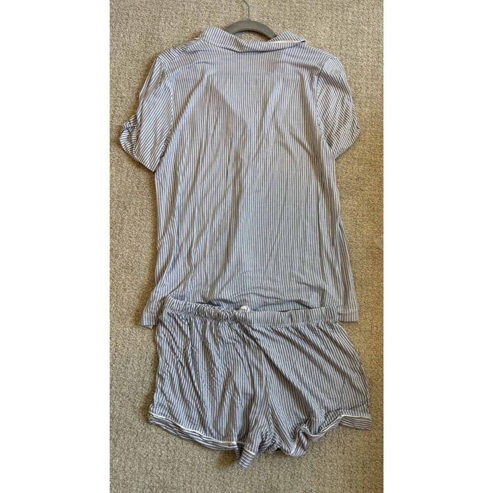 Victoria Secret Modal Soft Easy Fit Shorts Pajama Set M Blue Variegated Stripe - Picture 4 of 4